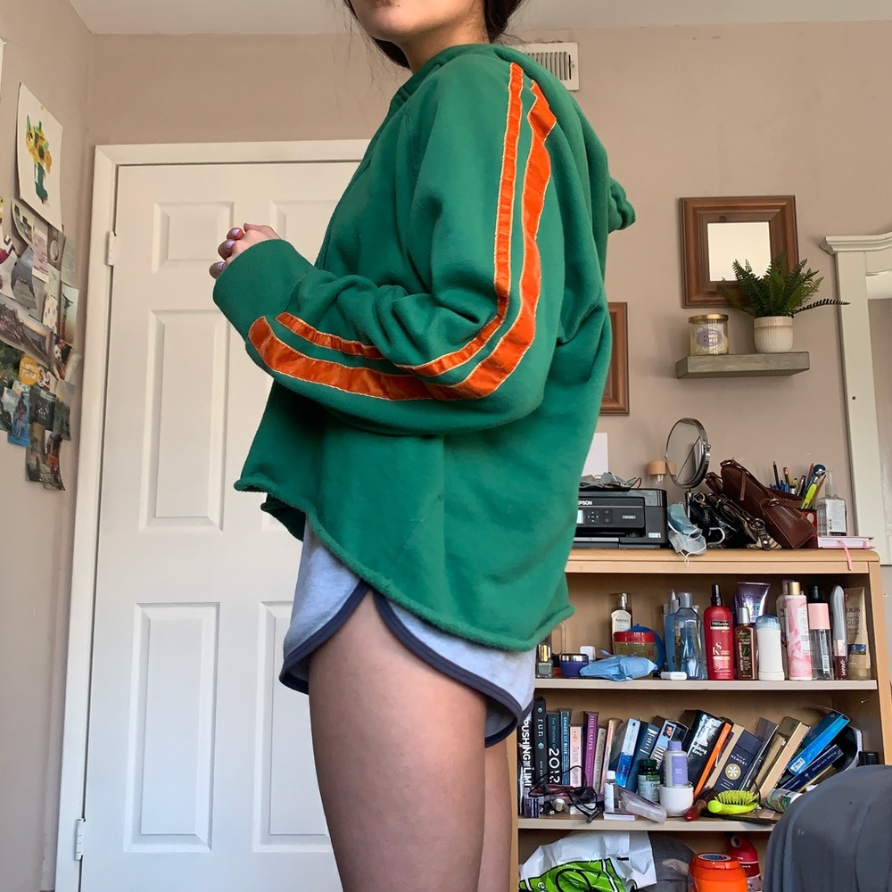 cropped green hoodie